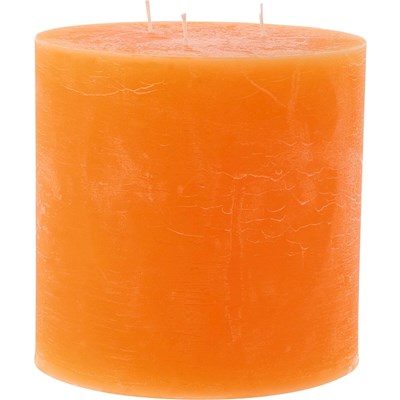 Bougie trois mèches orange 15x15cm