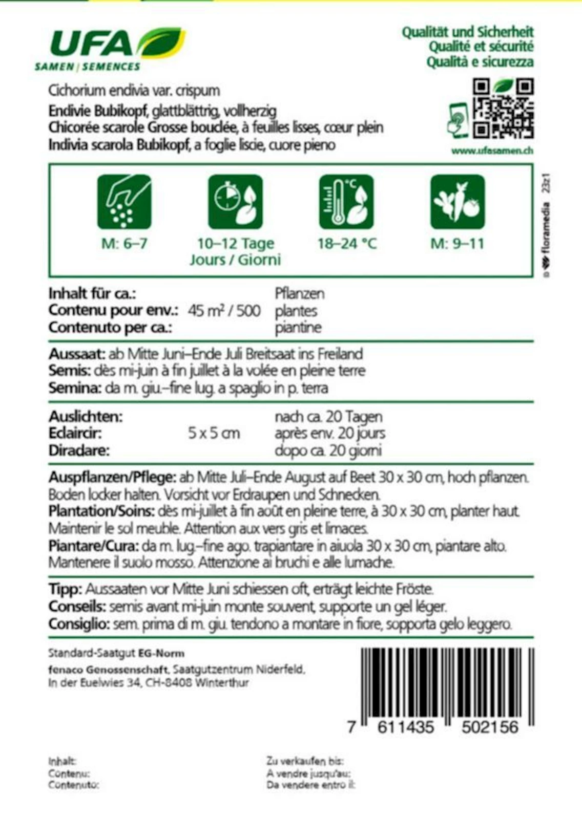 Endivien Bubikopf UFA kaufen Kleinsämereien LANDI