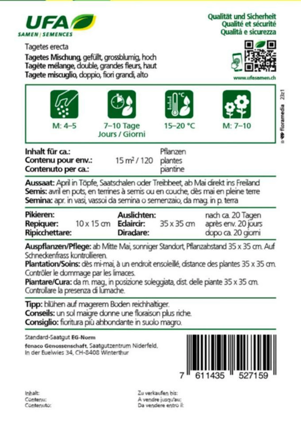 Tagètes mélange haut UFA