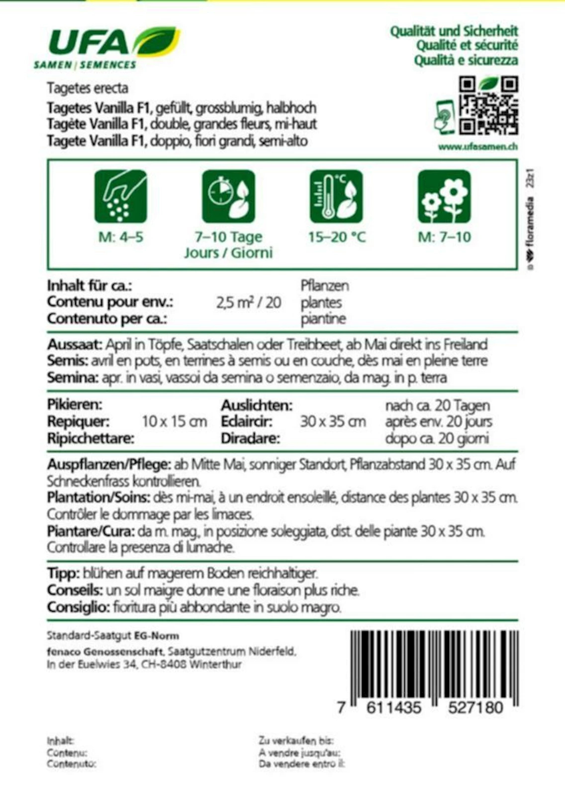 Tagètes Vanille F1 UFA