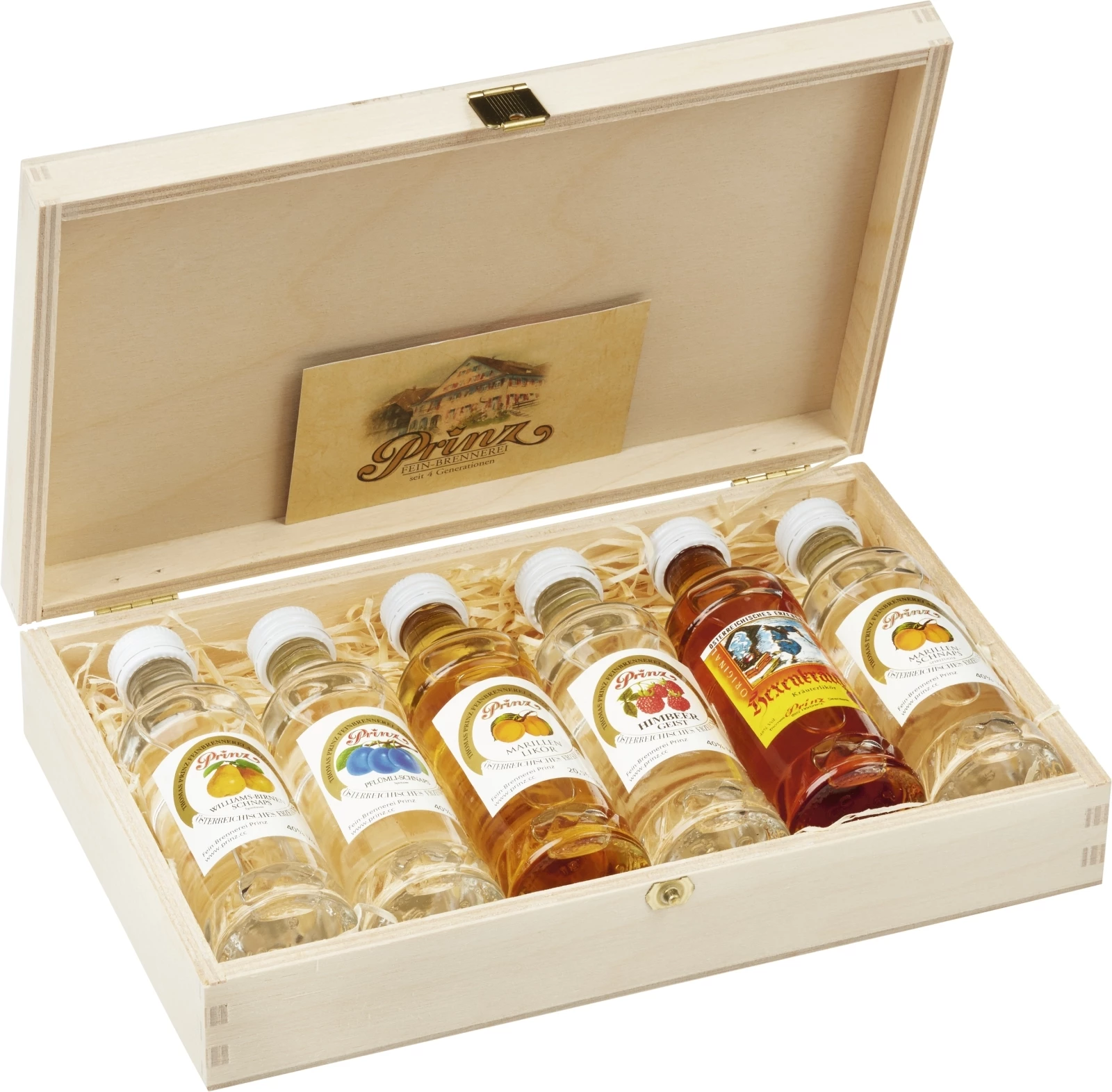 Boîte bois avec schnaps 4 cl