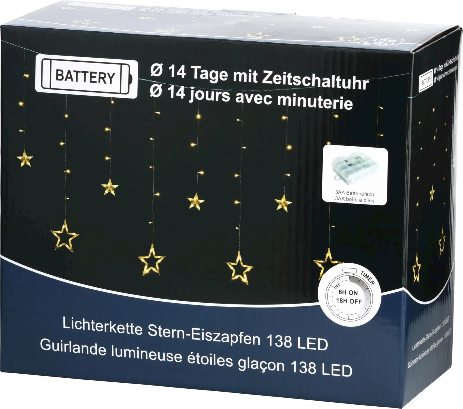 Guirlande lum.étoiles glaçons 138LED