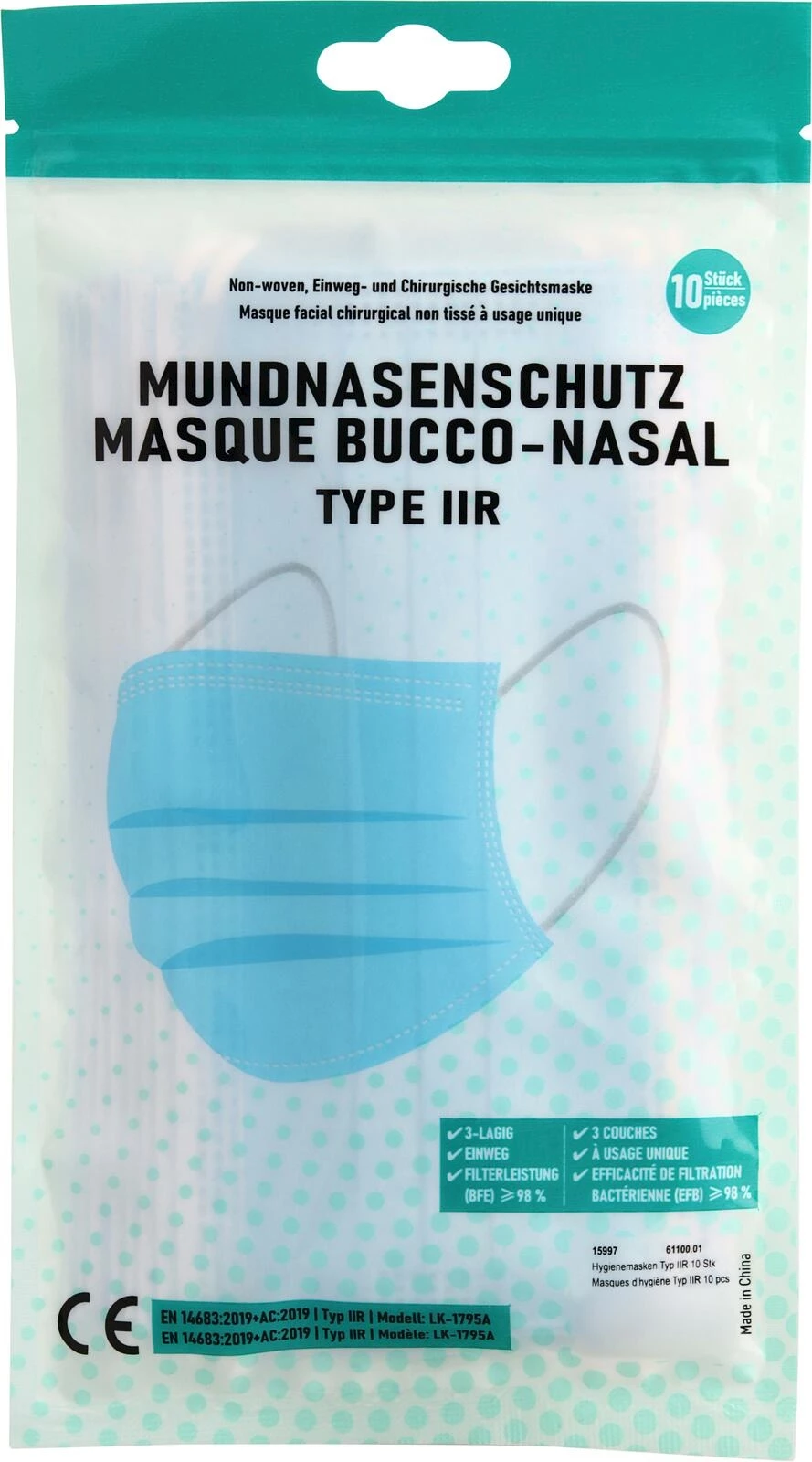 Masques d'hygiène Typ IIR 10 pcs