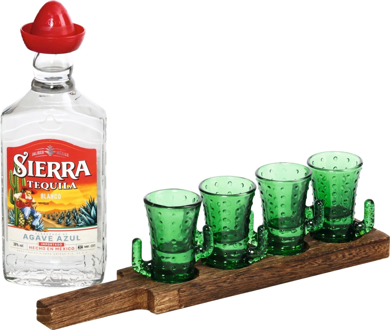 Tequila 35 cl mit Kaktusgläser