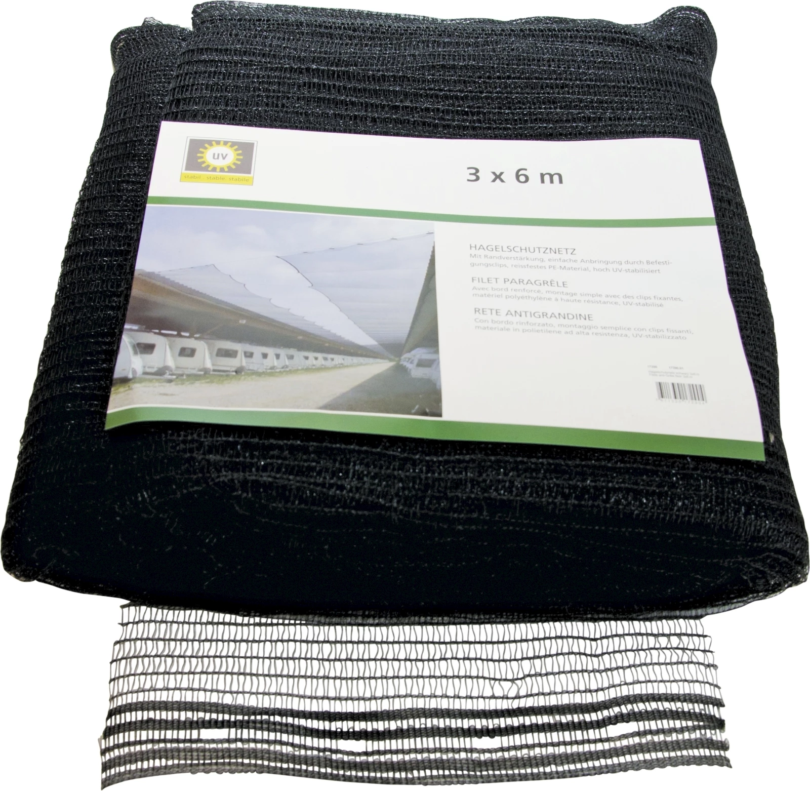 Hagelschutznetz schwarz 3 × 6 m