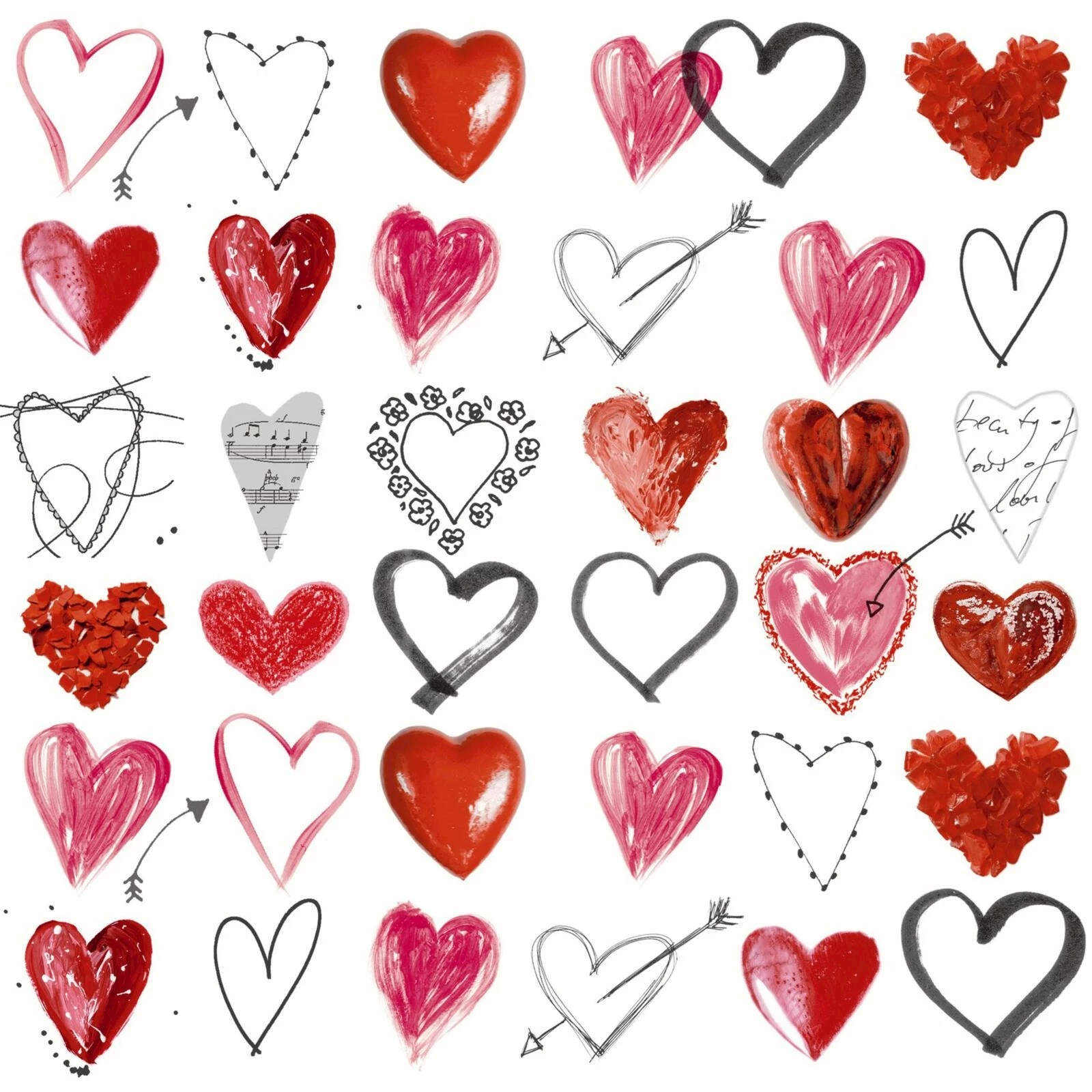 Serviettes 33 × 33 cm coeurs