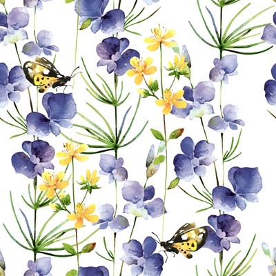 Serviettes 33 × 33 cm fleurs bleues