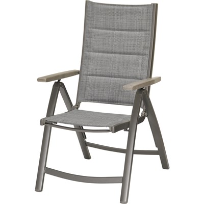 Chaise alu/textil. 64×56×105cm