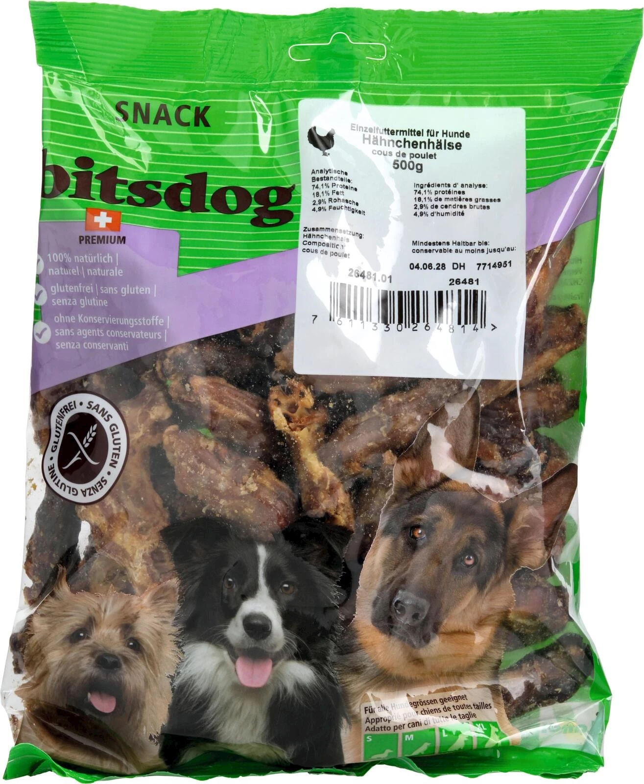 Hühnerhälse für Hunde bitsdog 500g