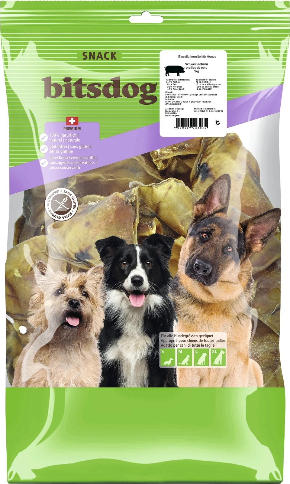 Schweineohren für Hunde 1 kg