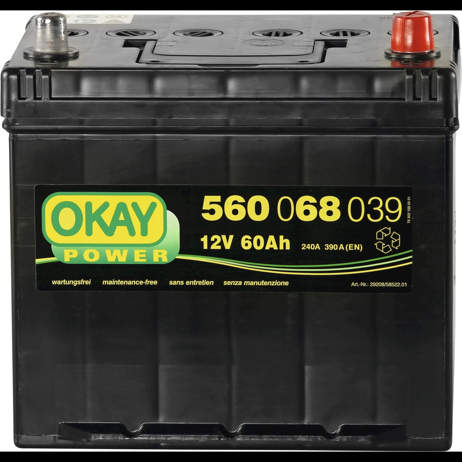 Batterie FULMEN Start-Stop EFB 12V 60Ah 520A +D, batterie voiture 60ah