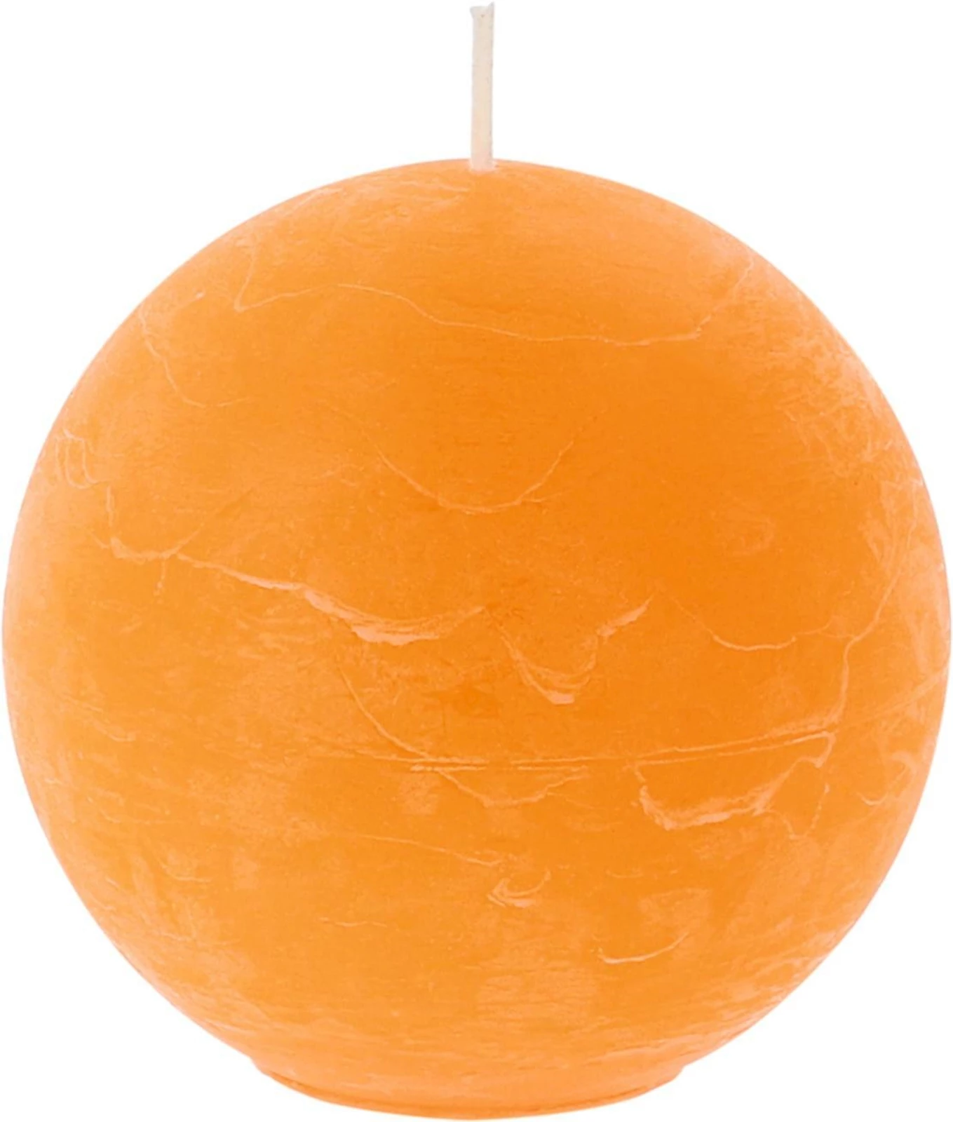 Raureifkerze Kugel orange 8 × 8 cm
