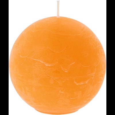 Raureifkerze Kugel orange 8 × 8 cm