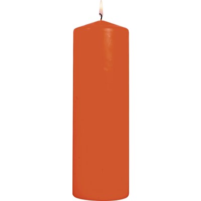 Bougie cylindrique orange 8 × 25 cm