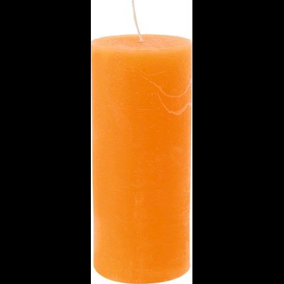 Raureifkerze orange  6 × 14 cm