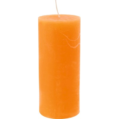 Raureifkerze orange  6 × 14 cm