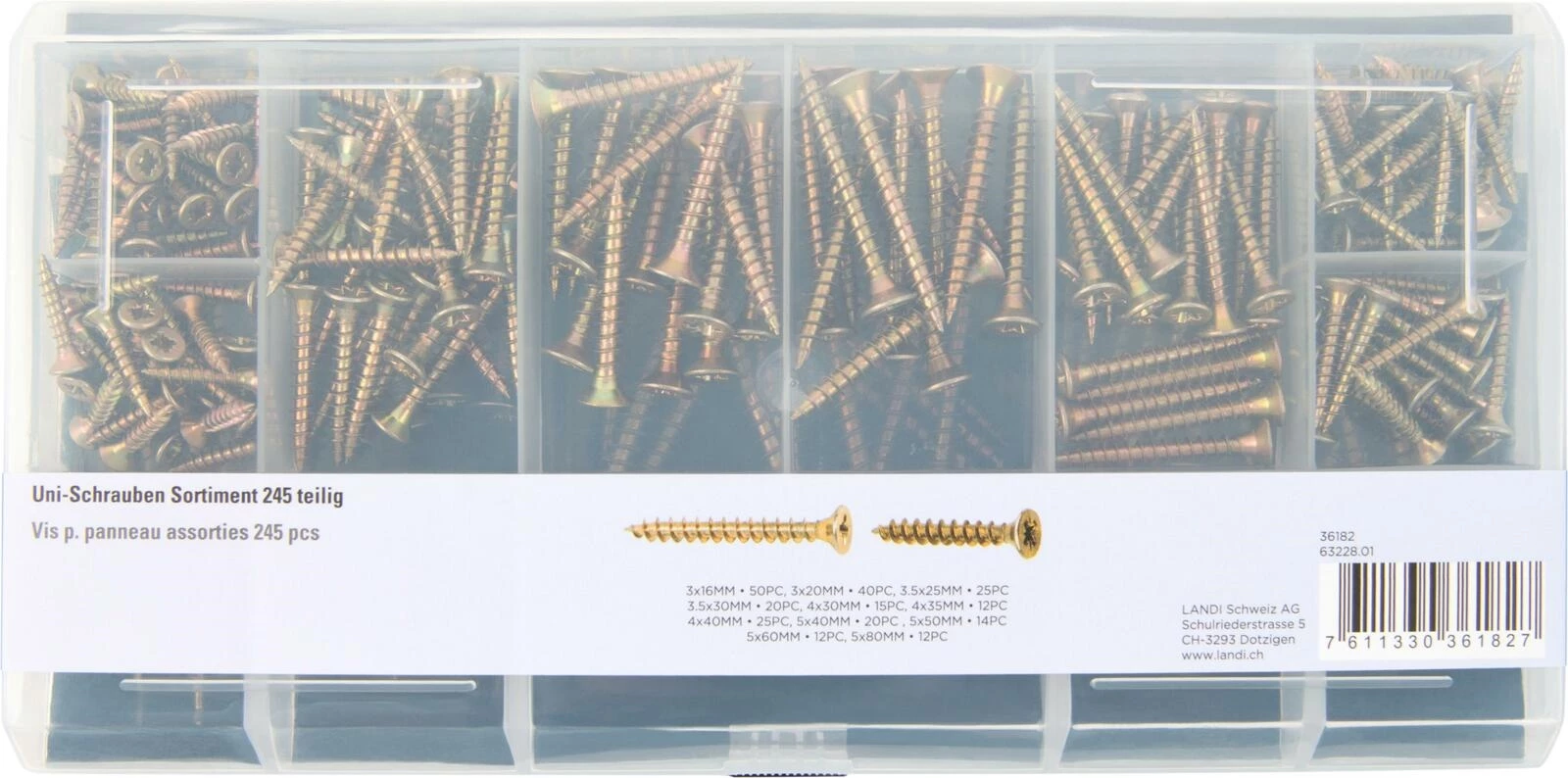 Uni-Schrauben Sortiment 245tlg