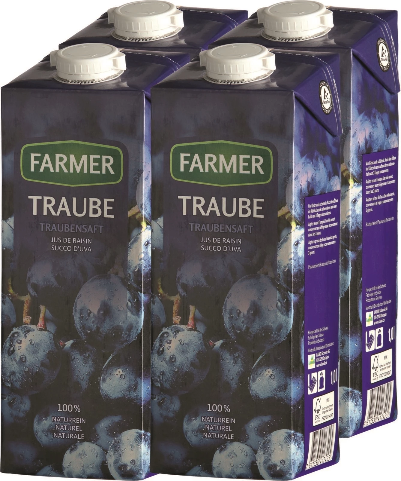 Traubensaft Farmer rot  4 × 100 cl