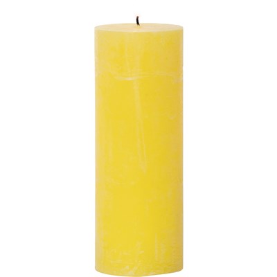 Bougie cylin. givre jaune 6,8x18.5 cm