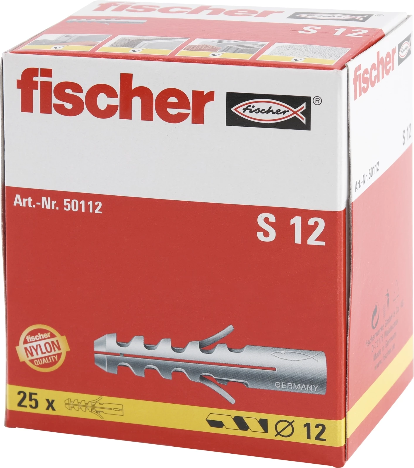 Chevilles en nylon S12 25 pièces