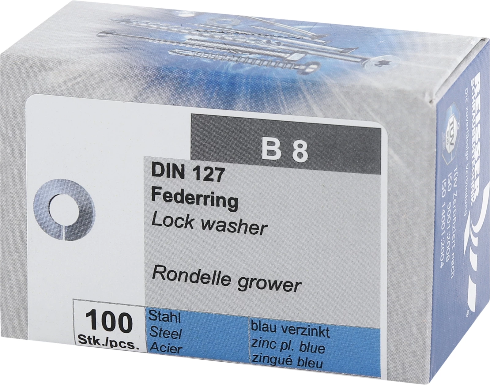 Federringe verzinkt B8 100 Stk