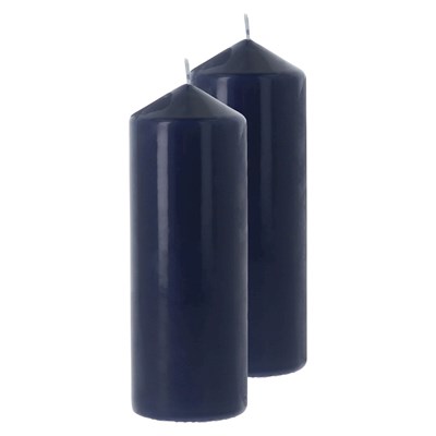Bougie cylindrique bleu foncé 7 × 20 cm