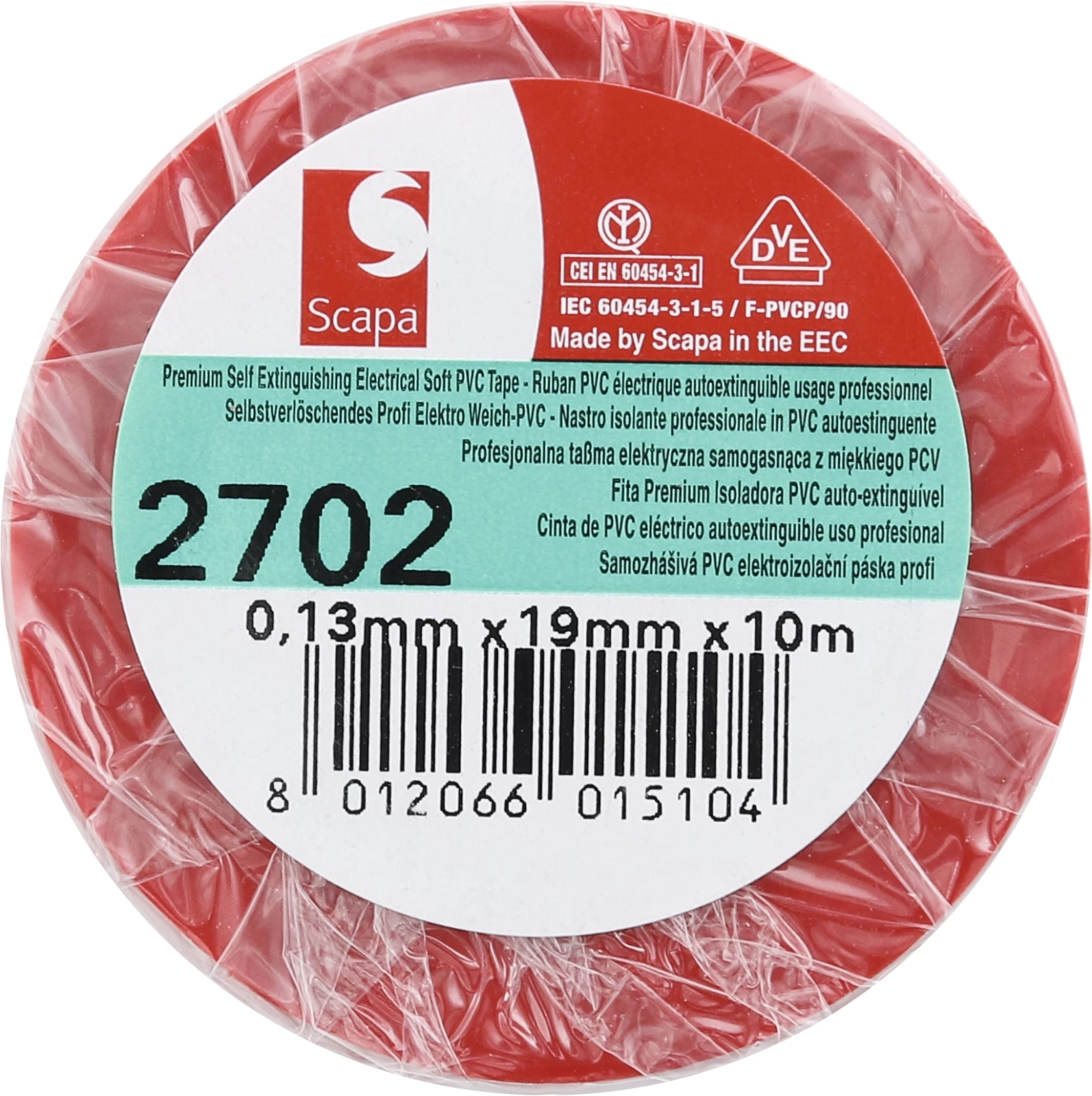 Klebeband PVC rot 19mm