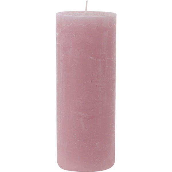 Bougie givrée rosé 7 x 18 cm