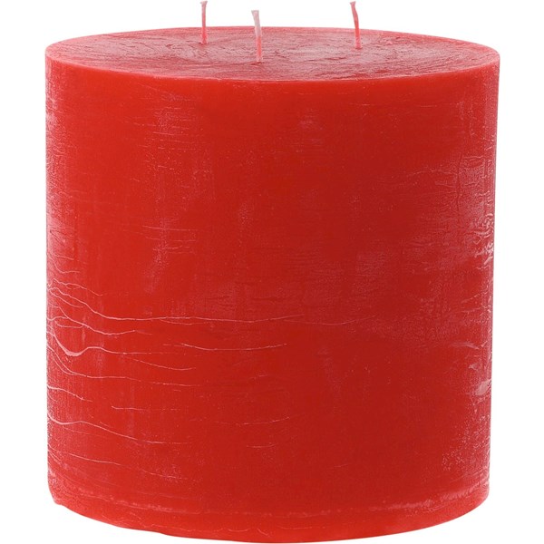 Bougie trois mèches rouge 15 × 15cm