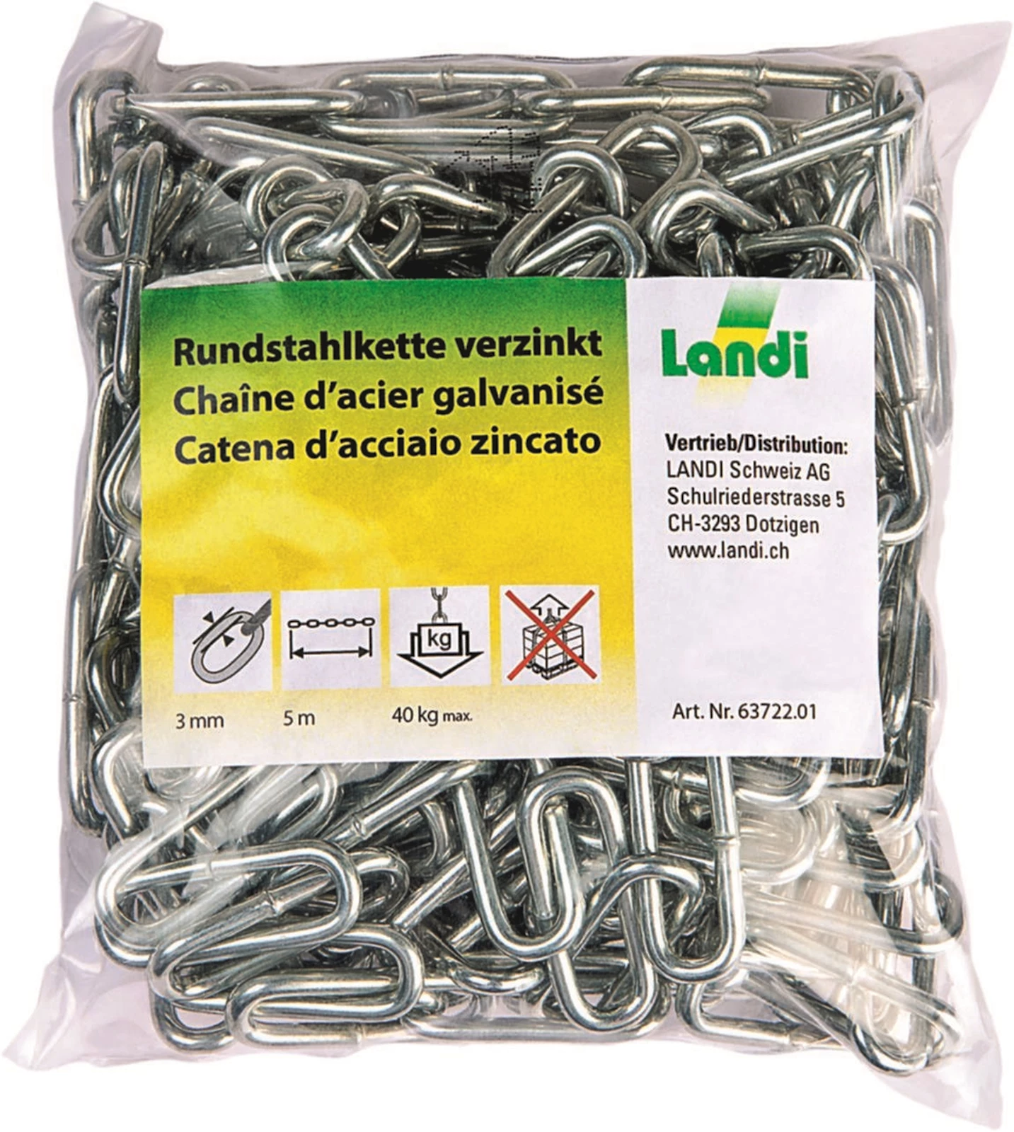 Rundstahlkette verz. 3mm/5m