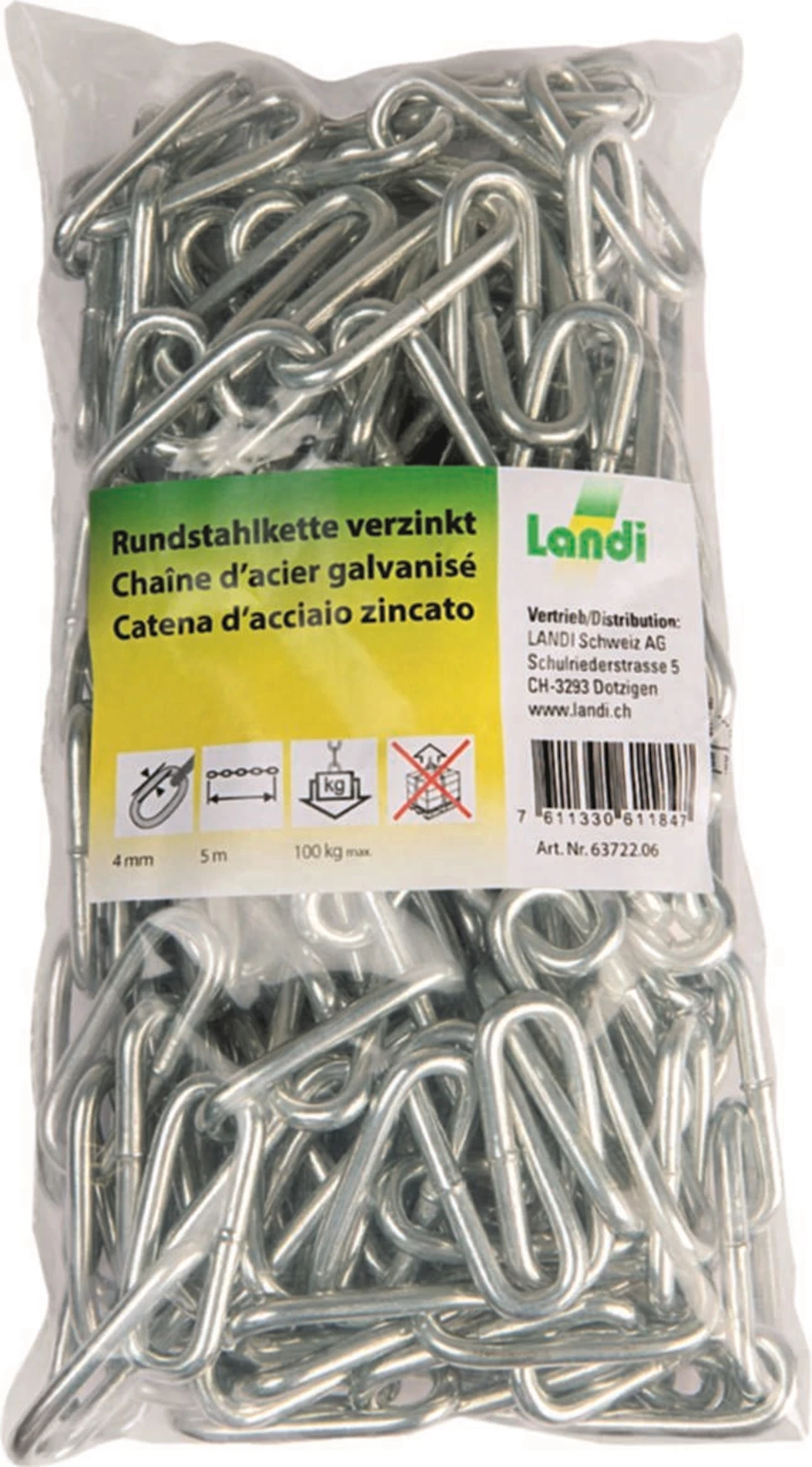 Rundstahlkette verz. 4mm/5m