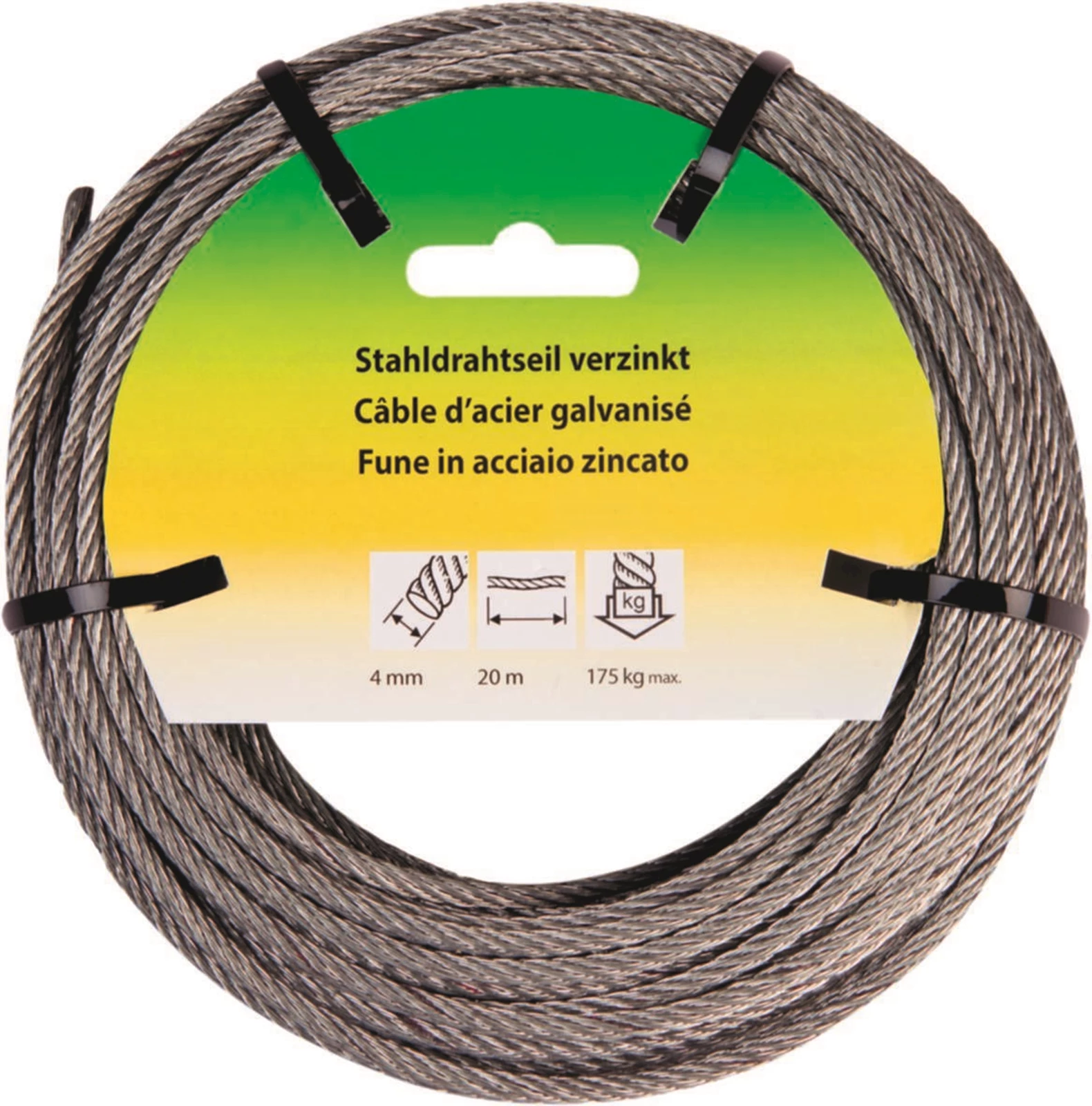 Stahldrahtseil verz, 4mm/20m