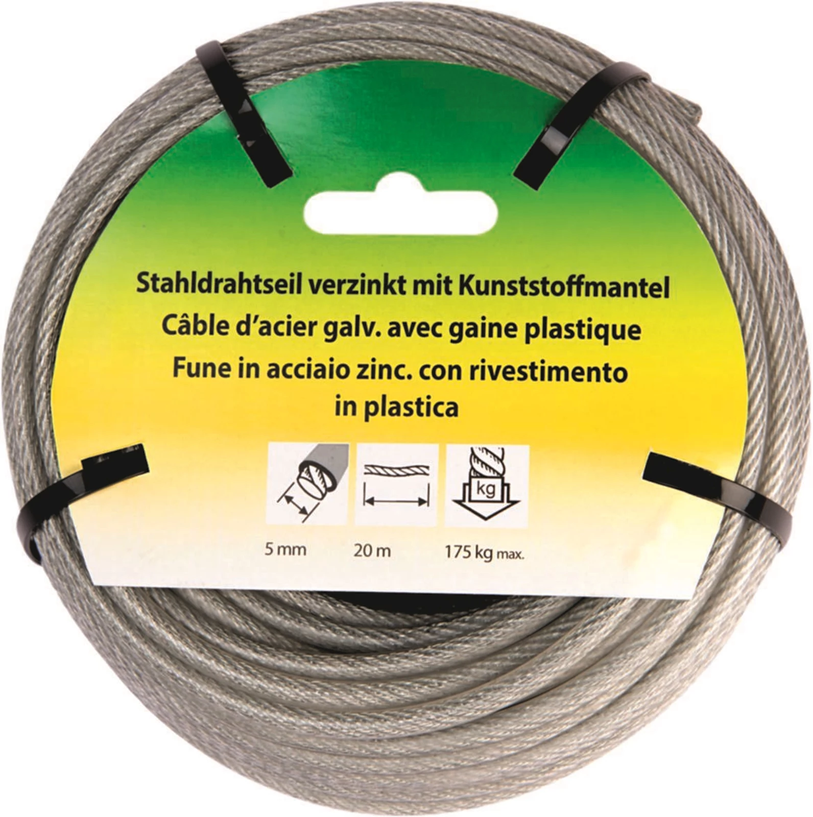 Stahldrahtseil verz. plastifiziert  5mm/