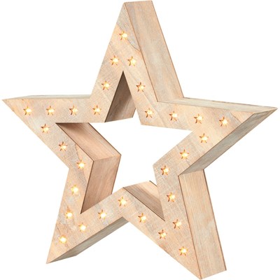Étoile en bois 37 cm LED