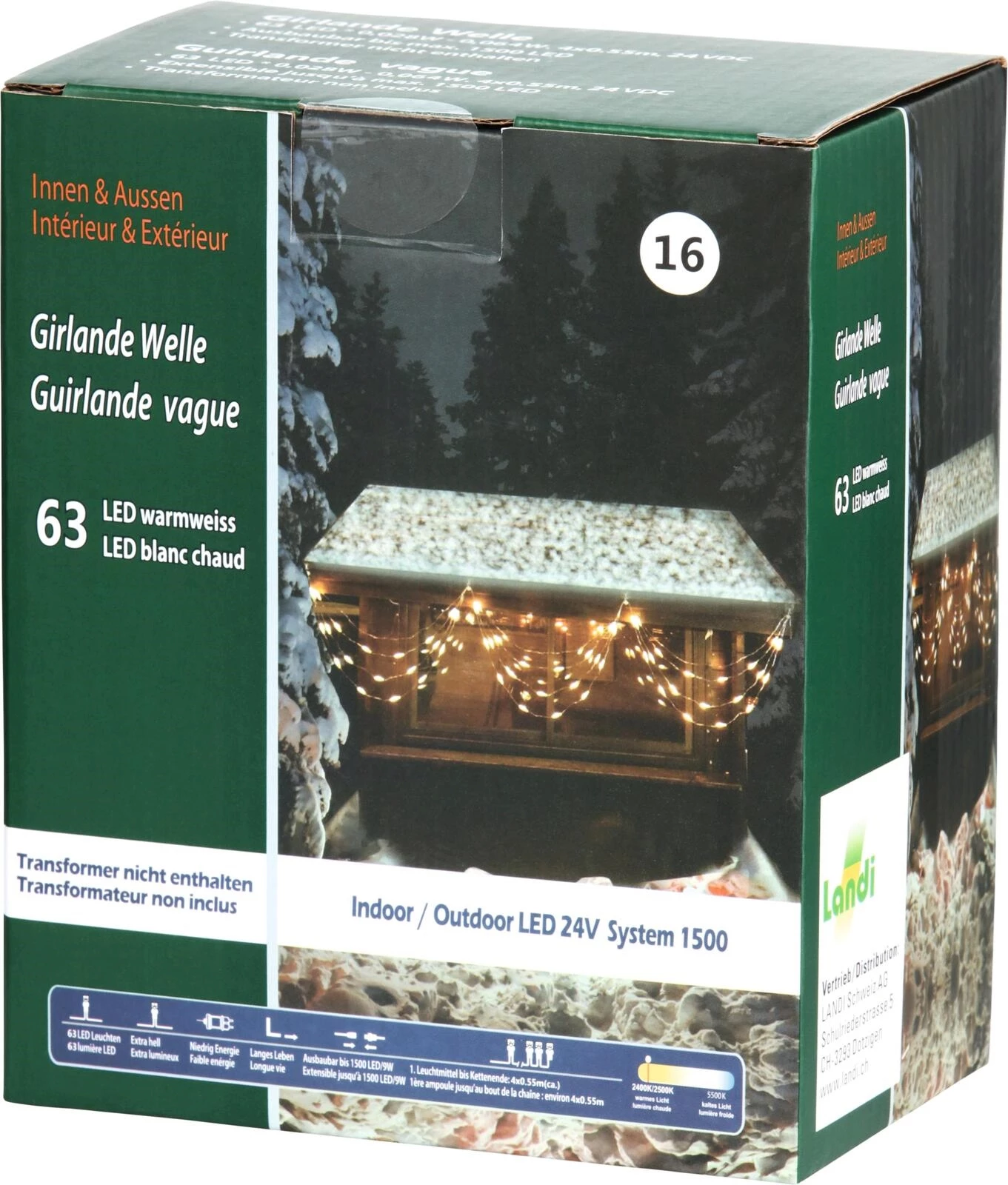 Guirlande vague 63 LED 4m