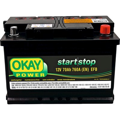 Starterbatterie Okay EFB 70Ah/760A