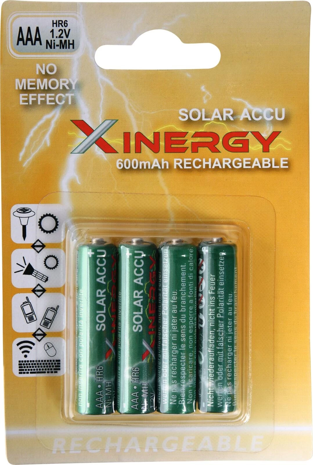 Accu solaire AAA 600mAh 4 pcs