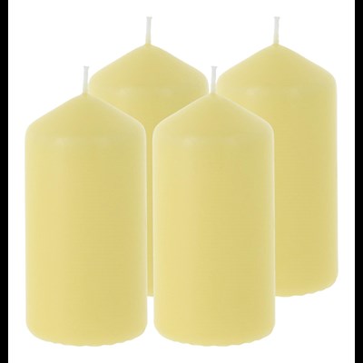 Bougie cylindre jaune pastel 5 × 10 cm