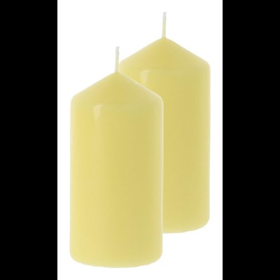 Bougie cylindre jaune pastel 6 × 12 cm