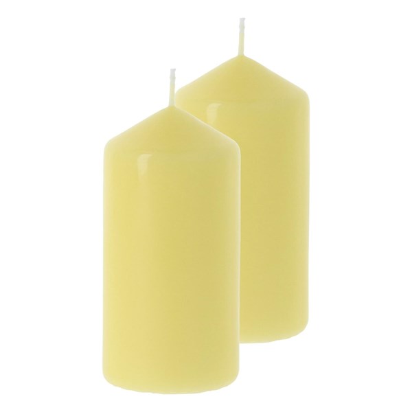 Bougie cylindre jaune pastel 6 × 12 cm