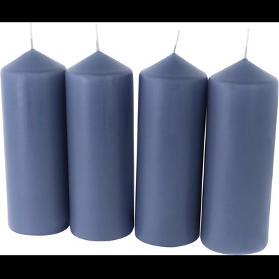 Bougie cylindre bleu fumée 6 × 16,5 cm