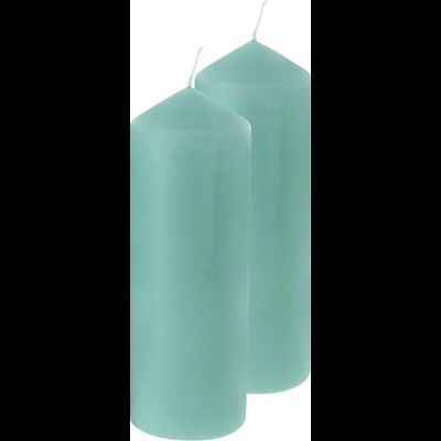 Bougie cylindre vert jade 7 × 20 cm