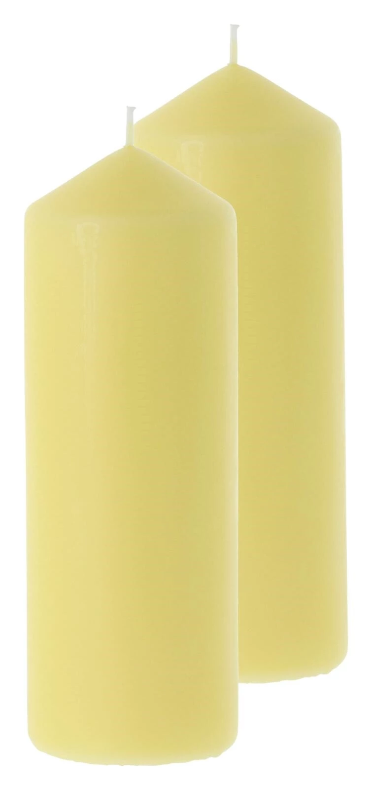 Bougie cylindre jaune pastel 7 × 20 cm