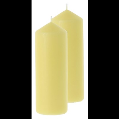 Bougie cylindre jaune pastel 7 × 20 cm