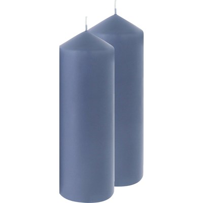 Bougie cylindre bleu fumée 7 × 20 cm