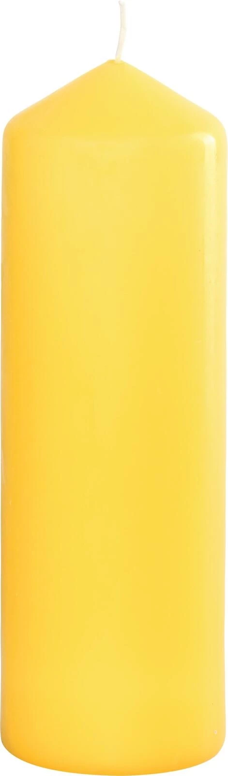 Bougie cylindre jaune pastel 8 × 25 cm