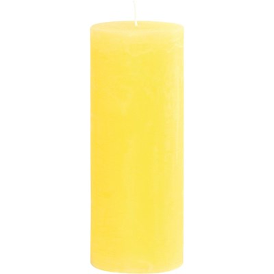 Bougie givre jaune pastel 7 × 18 cm