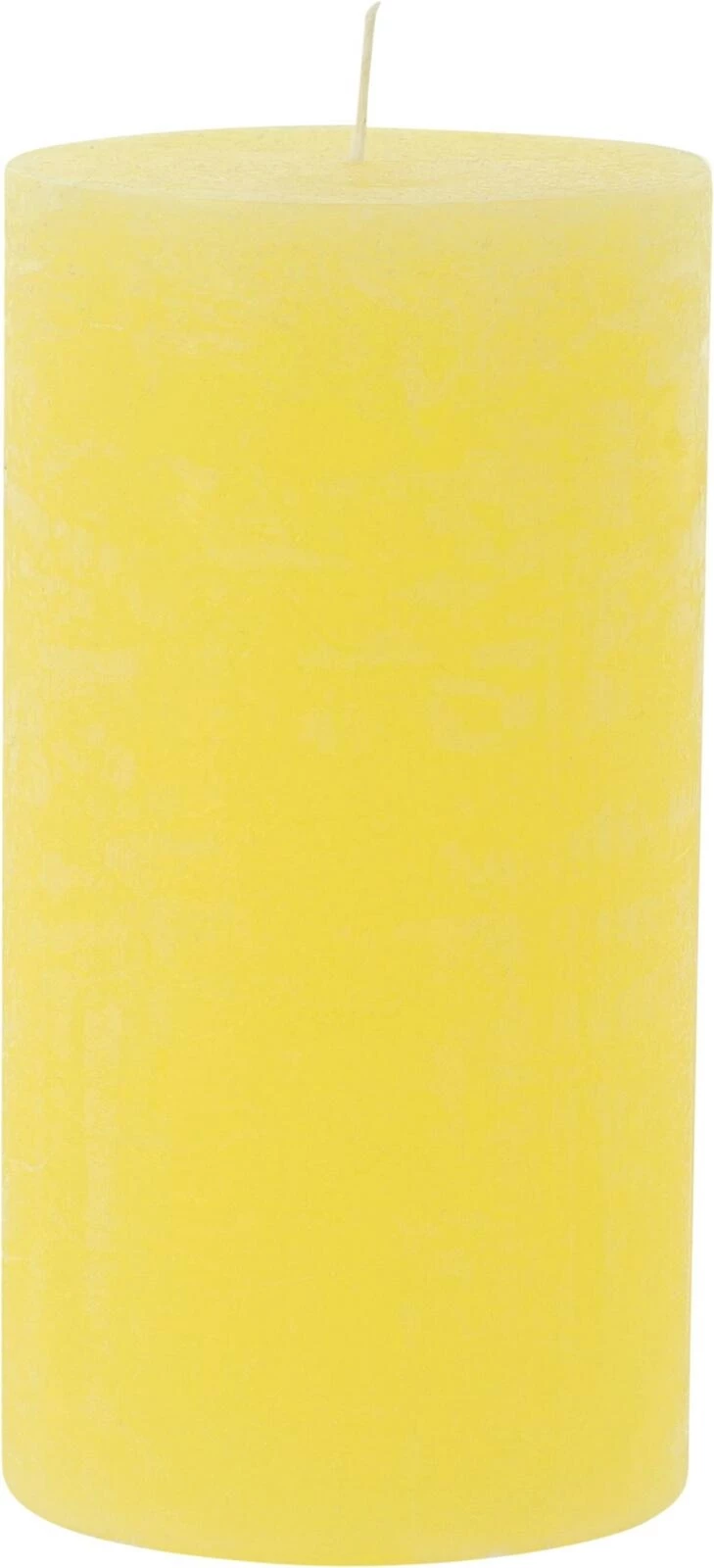 Raureifkerze pastellgelb 8 × 15 cm