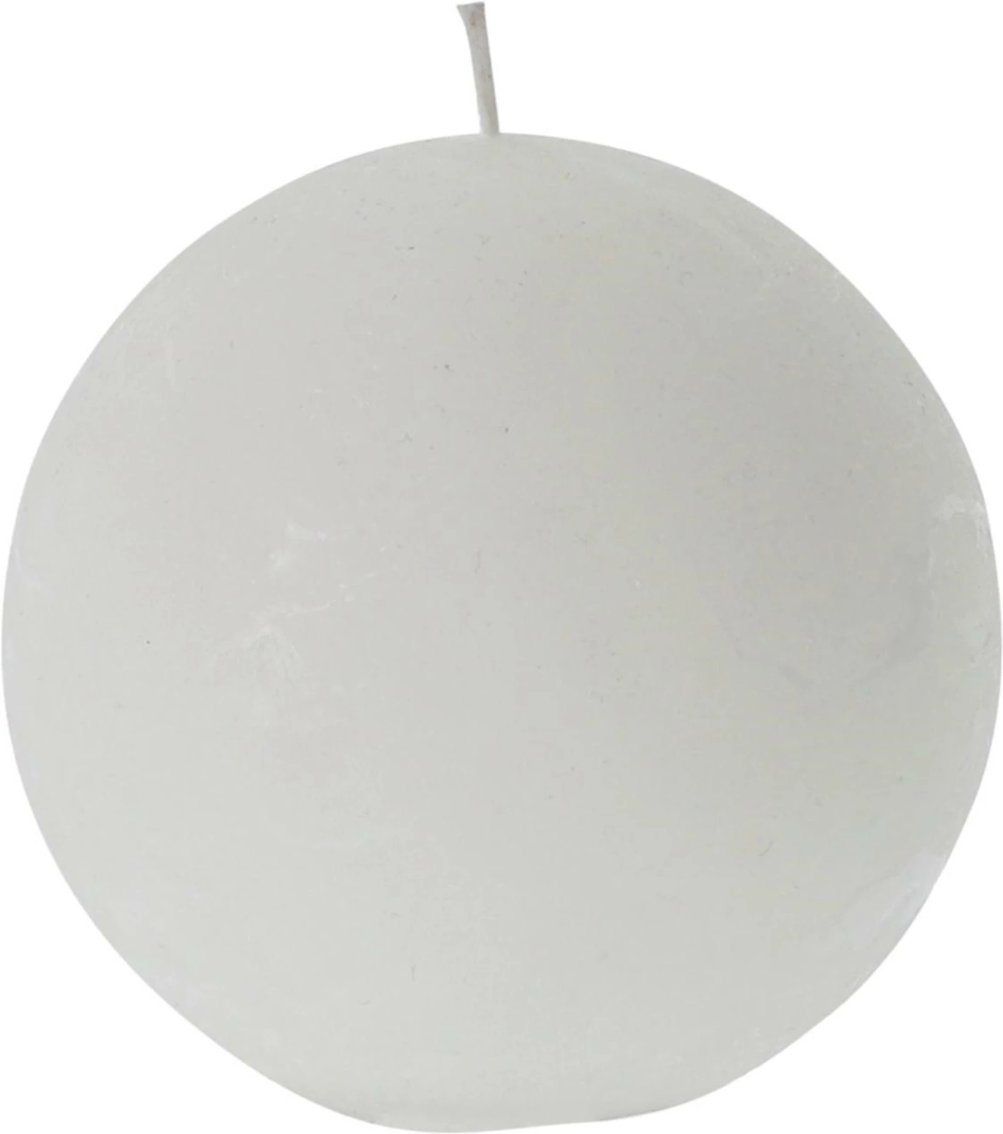 Raureifkerze Kugel weiss 8×8 cm