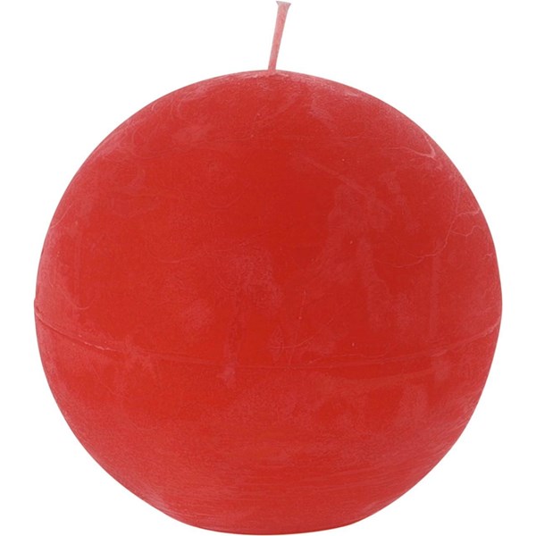 Raureifkerze Kugel rot 8×8 cm